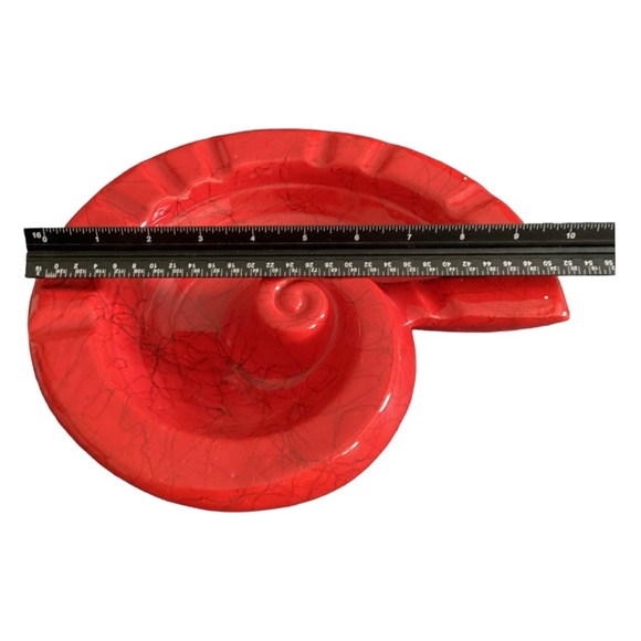 Hollywood Ceramics California Potteries Red Nautilus Seashell Ashtray MCM VTG - Picture 15 of 16